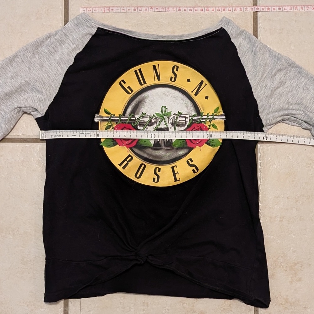 100% Cotton Tie Botton Guns n Roses Women’s Raglan Longsleeve Tee Band Tee - Picture 6 of 11